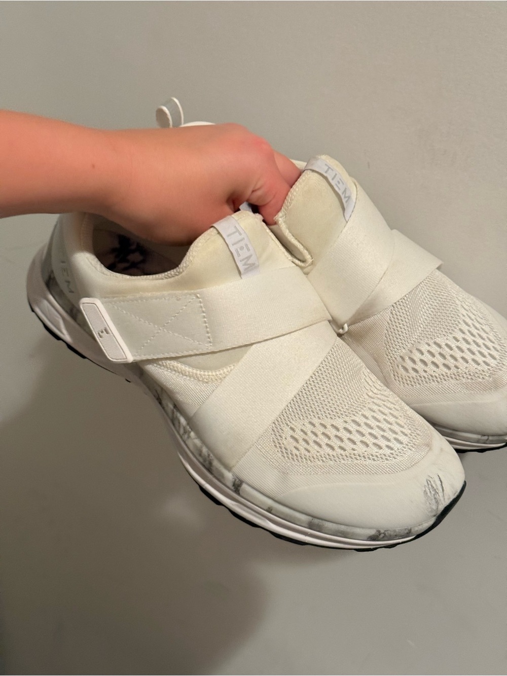 TIEM Women’s Slip-On Athletic Sneakers in Off-White Marble